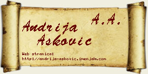 Andrija Ašković vizit kartica